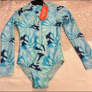 Kids Swim Long Sleeve Floral Swimsuit - size small 4/5